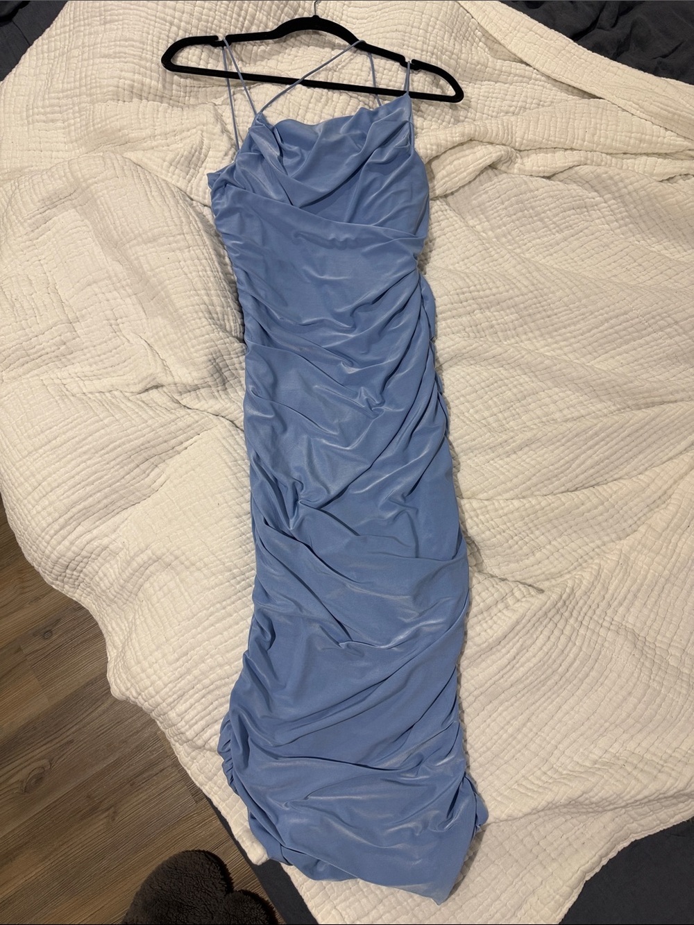 SHEIN Dusty Blue Ruched bodycon midi Dress